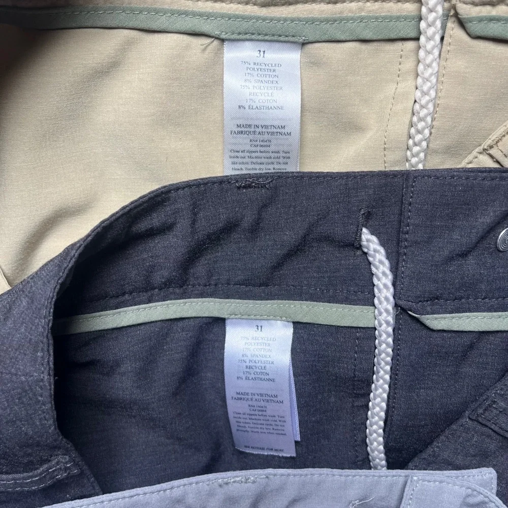 Lot of 3 Faherty All Day Shorts Mens 31 Hybrid Khaki Gray Charcoal Stretch 9in